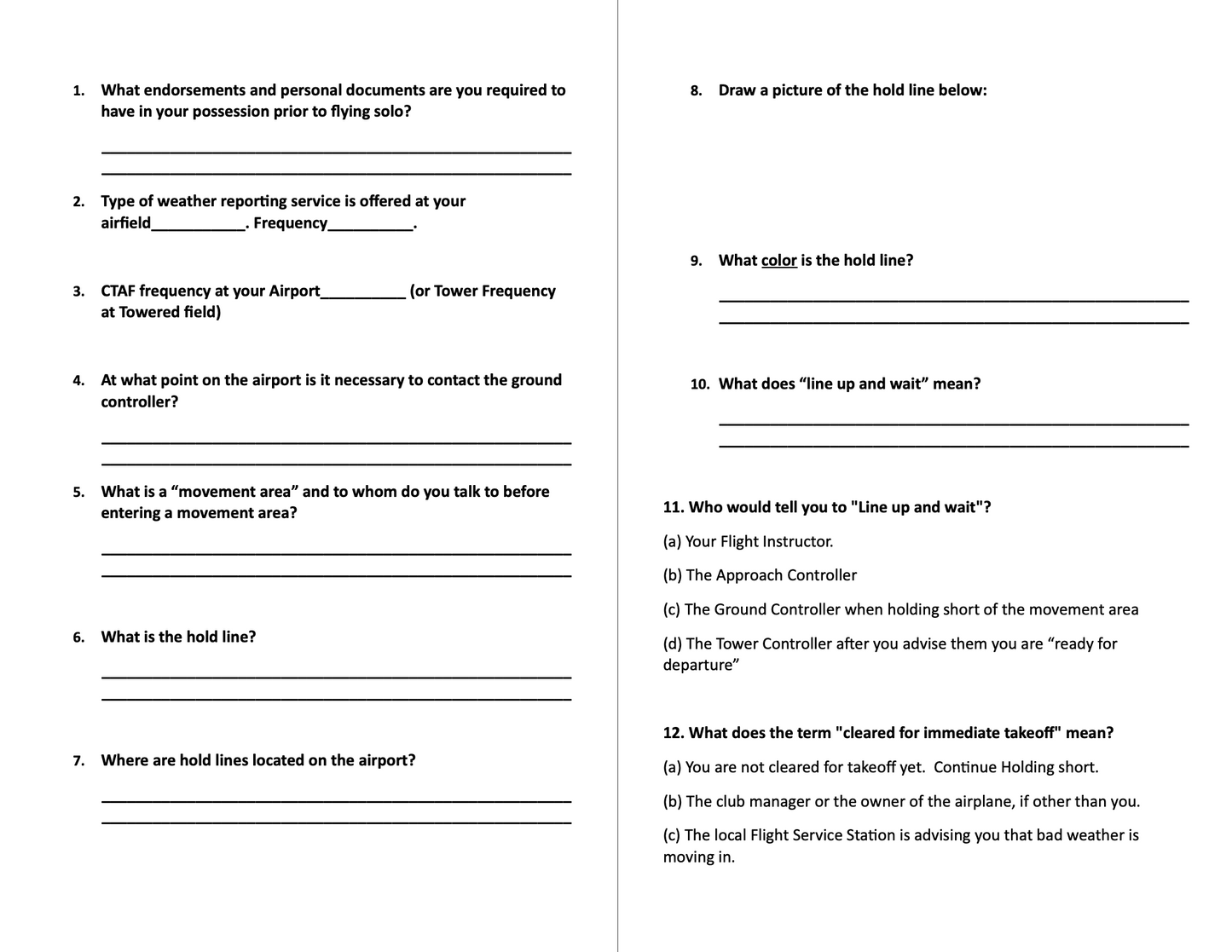 FREE Private Pilot Pre-Solo Written Exam